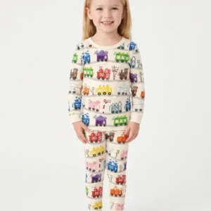 Color Train Bamboo Two Piece Long Sleeve Pajama Set