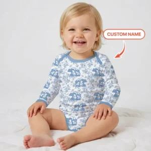Custom Name Mama Bear Toile Bamboo Bodysuit