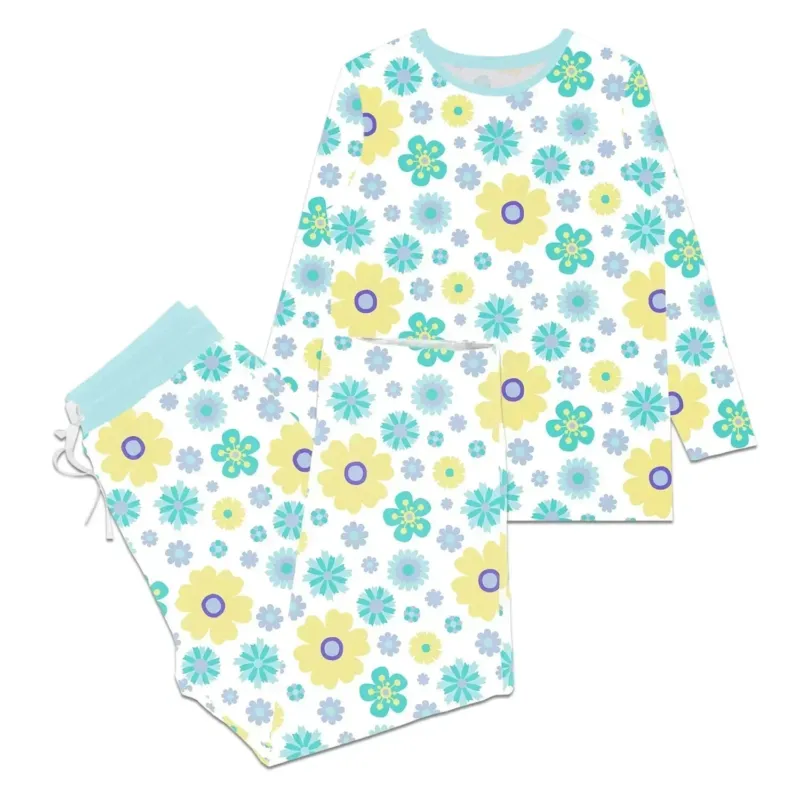 Aqua Floral Women Pajama Set , Aqua Floral Women Pajama Set - S