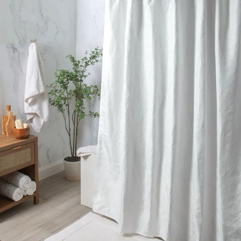 Birch White Fabric Shower Curtain 70"x72"