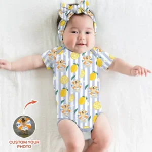 Custom Image Summer Lemon Bamboo Bodysuit