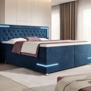 Boxspringbett Carlotta mit LED, Stauraum und USB (Samt) - Luxusbetten24