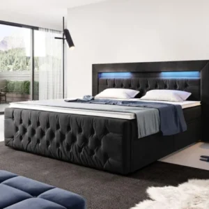 Boxspringbett Menzogna mit LED und Stauraum (2 Schubladen) - Luxusbetten24