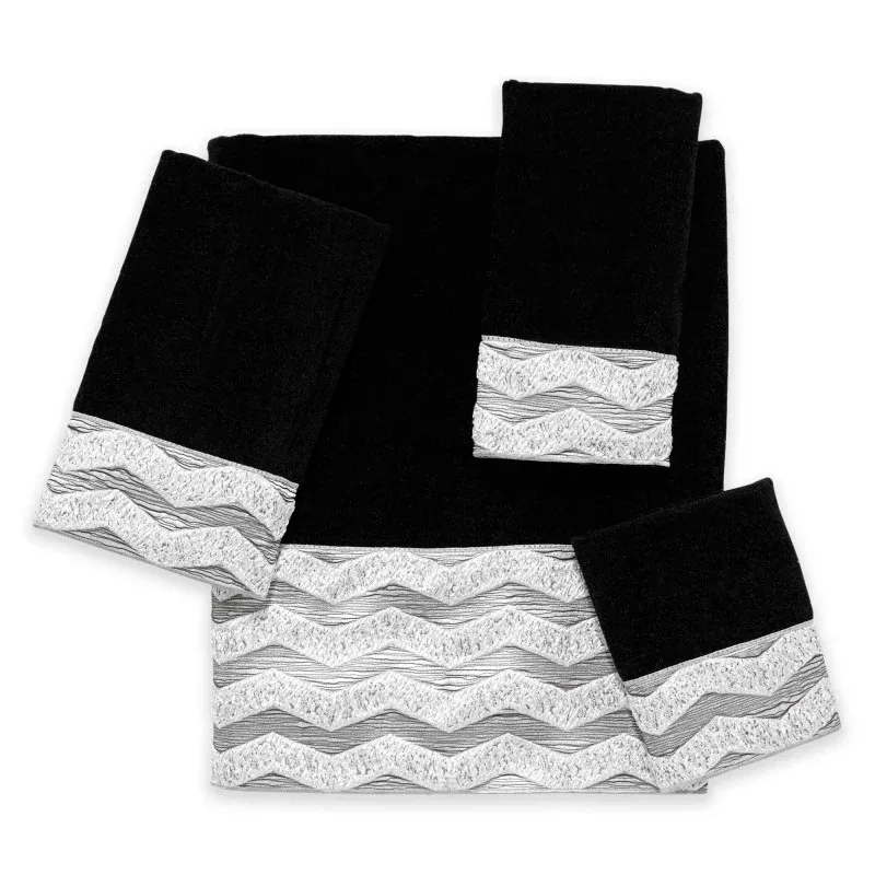 Chevron Decorative Bath Towel Black
