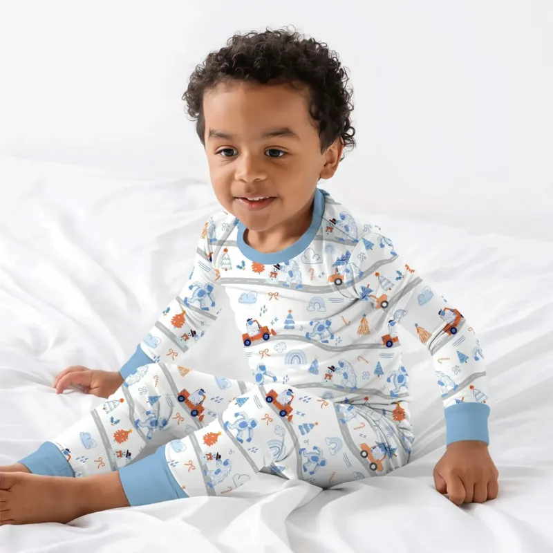 Christmas Sasquatch Two Piece Long Sleeve Pajama Set , Christmas Sasquatch Two Piece Long Sleeve Pajama Set - 12-18M