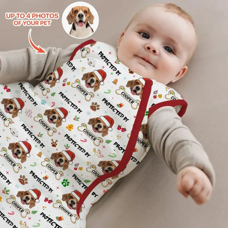 Custom Dog Photo "Protected By" Christmas Sleep Bag , Custom Dog Photo "Protected By" Christmas Sleep Bag - XS / 0.5 TOG