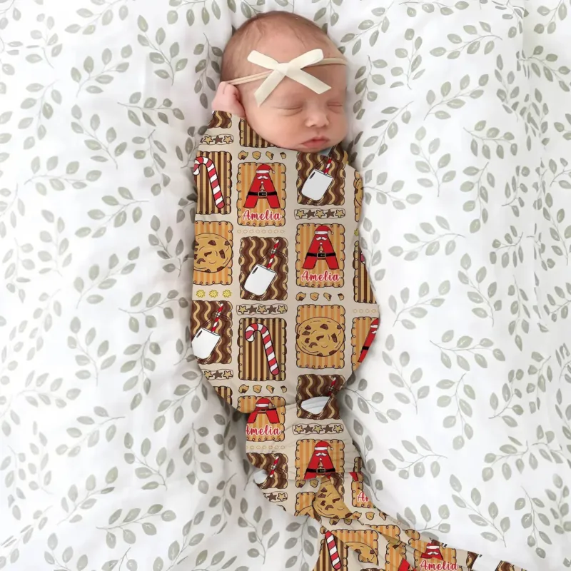 Custom Name Cookies and Milk Wonderland Swaddle Blanket , Custom Name Cookies and Milk Wonderland Swaddle Blanket - Default Title