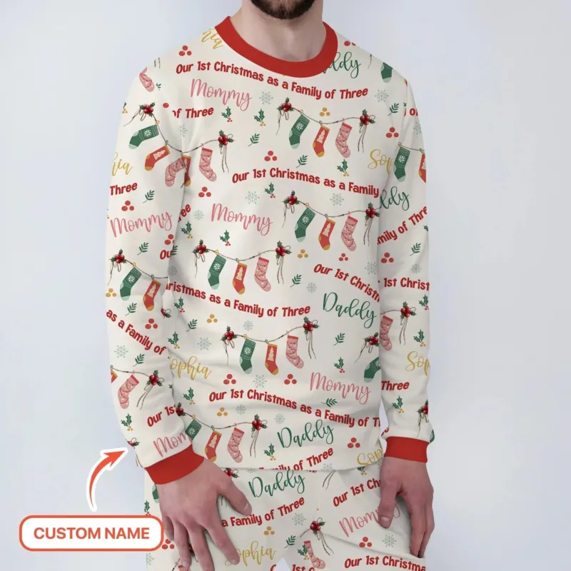 Custom Name Family Christmas Stockings Men's Pajama Set , Custom Name Family Christmas Stockings Men's Pajama Set - Only Shirt / XS