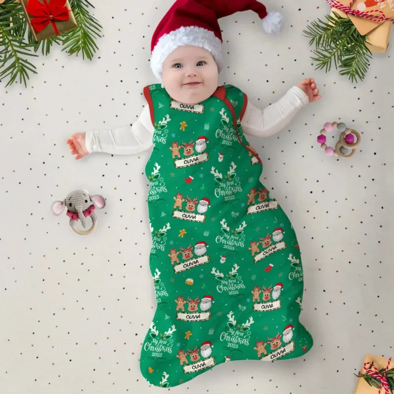Custom Name "My Deer First's Christmas" For Girl - Sleep Bag , Custom Name "My Deer First's Christmas" For Girl - Sleep Bag - XS / 0.5 TOG