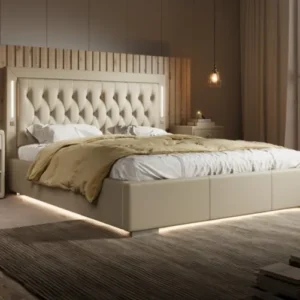 Designer Polsterbett Rio inkl. RGB, USB und Stauraum - Luxusbetten24