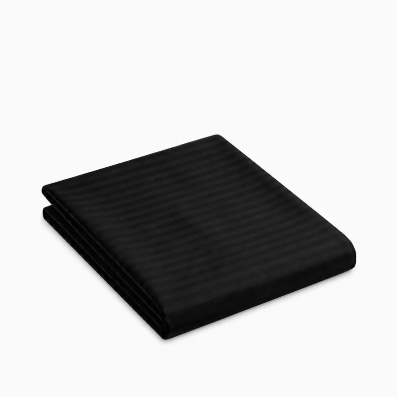 Drap plat satin de coton rayures Noir Signature – Maison Textile