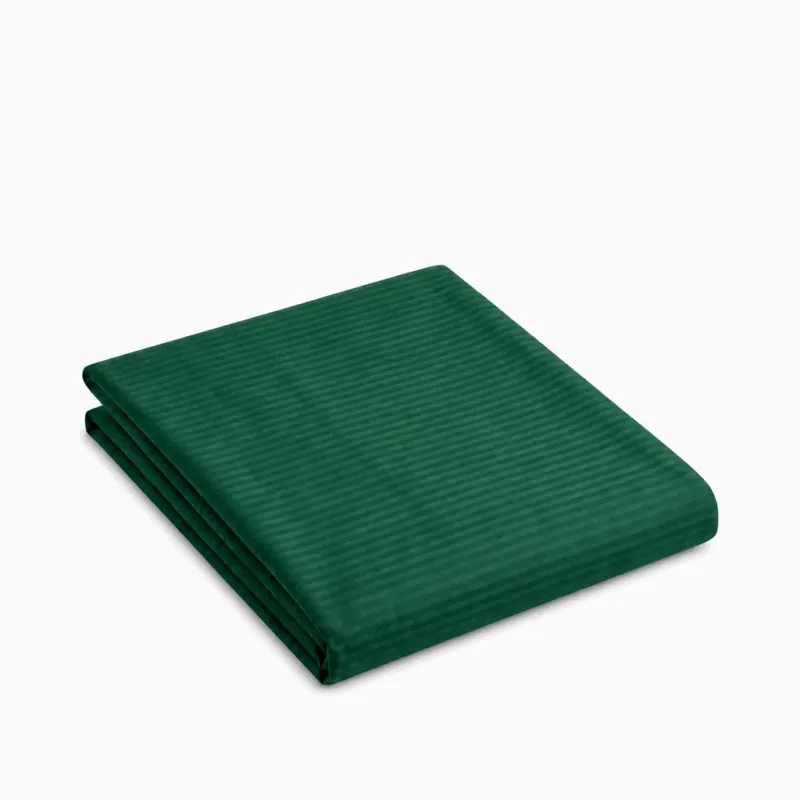 Drap plat satin de coton rayures Vert Émeraude – Maison Textile
