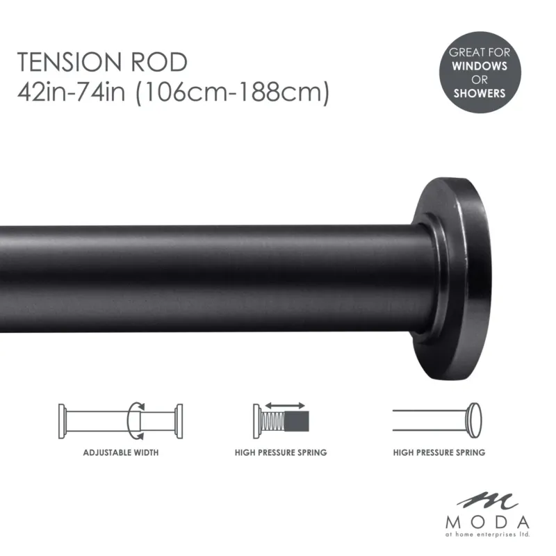 Draper Tension Curtain Rod Black 41"-76"