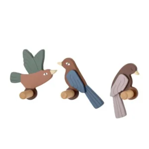 Kinder-Garderobe Avi - Vogelhaken aus Holz 3er-Set