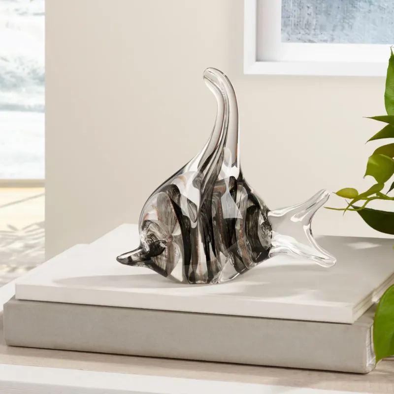 Fish Glass Paperweight Decor - Black Stripe Cardinalfish