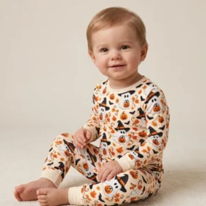 Witchy Ghost Pumpkin Autumn Bamboo Two Piece Long Sleeve Pajama Set