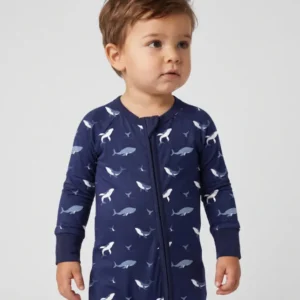 Tiny Whale Tide Bamboo Convertible Zipper Romper