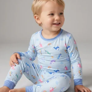 Soft Breeze Narwhal Dreams Bamboo Two Piece Long Sleeve Pajama Set