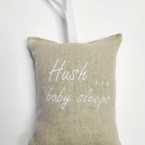 Hush Baby Sleeps Embroidered Linen Door Pillow Sign