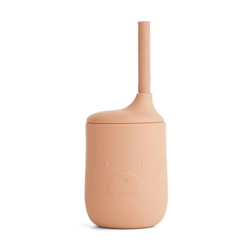 LIEWOOD - Gobelet Avec Paille Ellis en Silicone - Rose Toscane