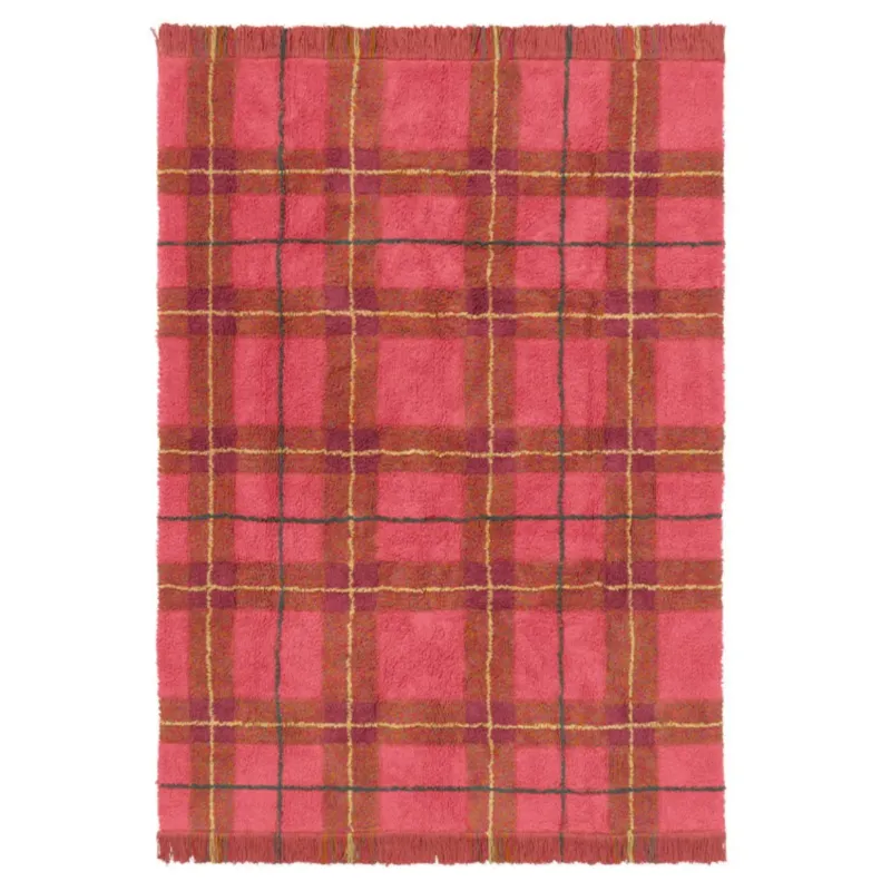 LORENA CANALS - Tapis Lavable Motif Tartan - Rouge Vintage 90 X 120 Cm