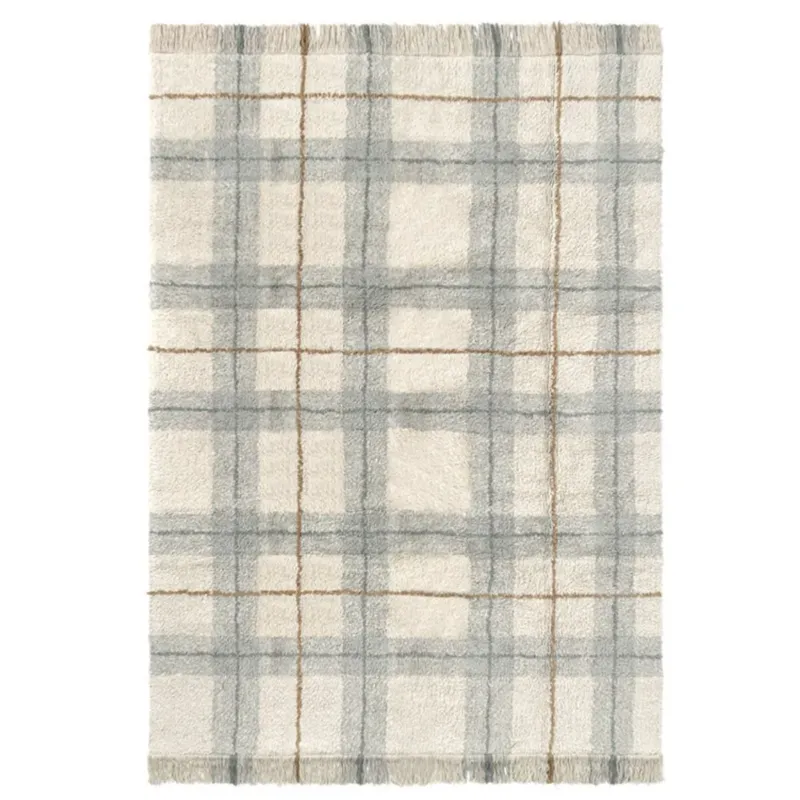 LORENA CANALS - Tapis Lavable Tartan - Bleu Sauge 90 X 120 Cm