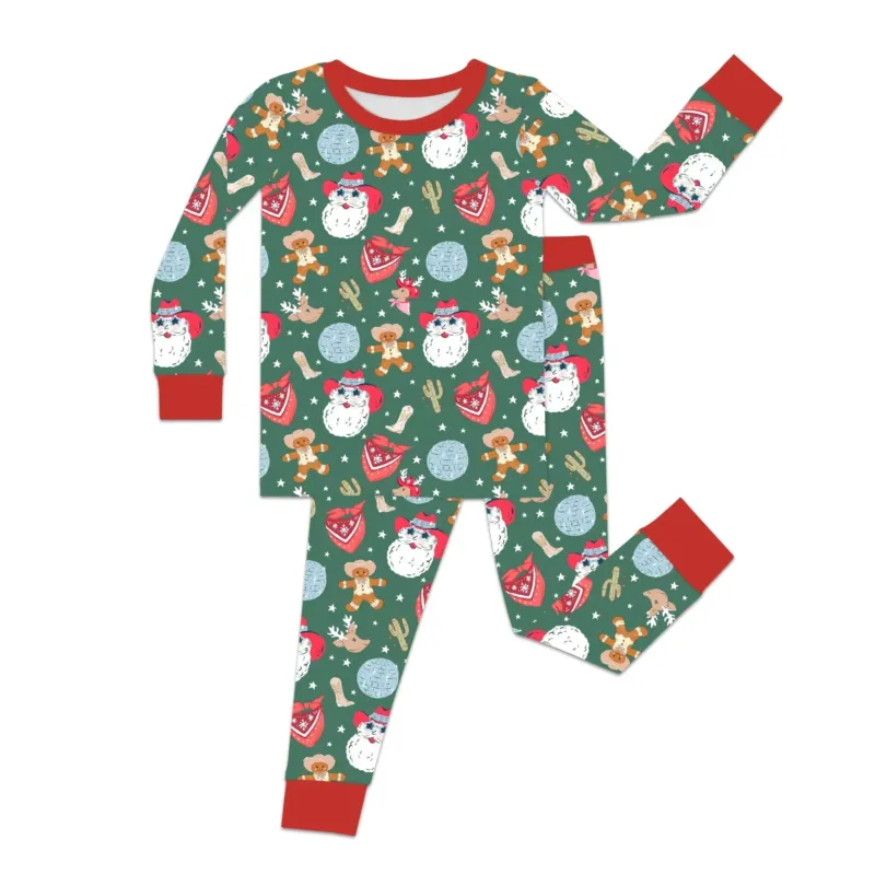 Lovely Western Christmas Boy Two Piece Long Sleeve Pajama Set , Lovely Western Christmas Boy Two Piece Long Sleeve Pajama Set - 12-18M