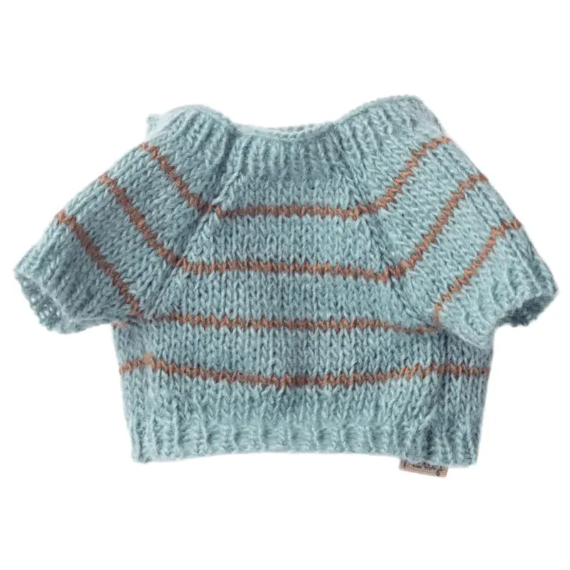 MAILEG - Accessoire Chiot, Petit, Pull Tricoté - Bleu Poudré