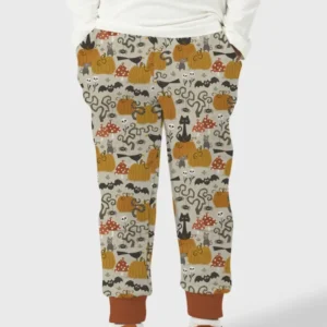 Cottagecore Halloween Cat Pumpkin Mushroom Bamboo Jogger