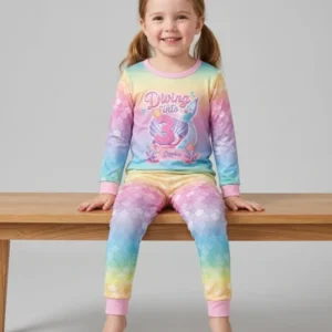 Mermaid Birthday Custom Name & Age Bamboo Two Piece Long Sleeve Pajama Set