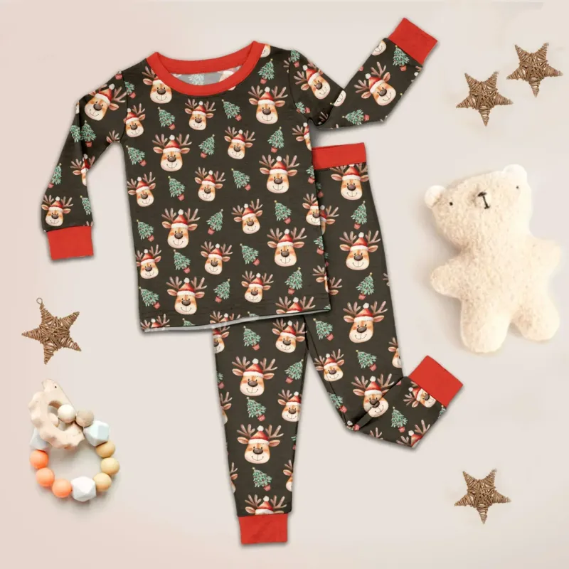 Christmas Reindeer Bamboo Footie Pajamas for Babies - Comfy & Cute , Christmas Reindeer Bamboo Footie Pajamas for Babies - Comfy & Cute - Long Pajama / 18-24M