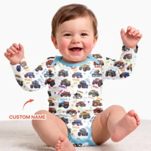Monster Truck Custom Name Bamboo Bodysuit