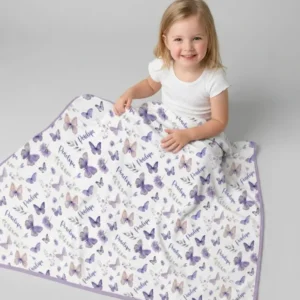 Custom Name Lilac Bloom Bamboo Blanket