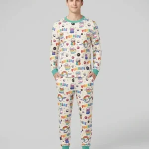 Rainbow Space Cats Family Matching Bamboo Men's Pajama Set