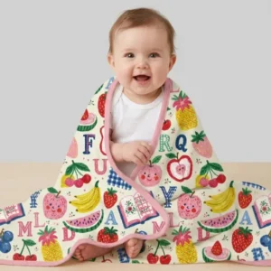 Back To School Fruit Alphabet Bamboo Blanket