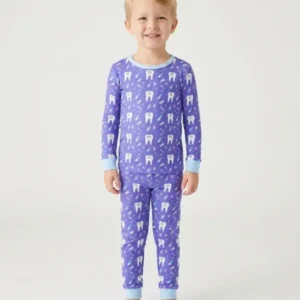 Brushing Teeth Bamboo Two-Piece Short Sleeve Pajama Set