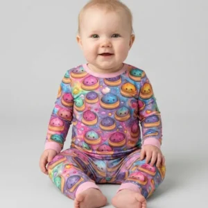 Kawaii Glitter Dumpling Bamboo Two Piece Long Sleeve Pajama Set
