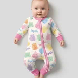 Kawaii Jelly Gummy Bears Custom Name Bamboo Convertible Zippy
