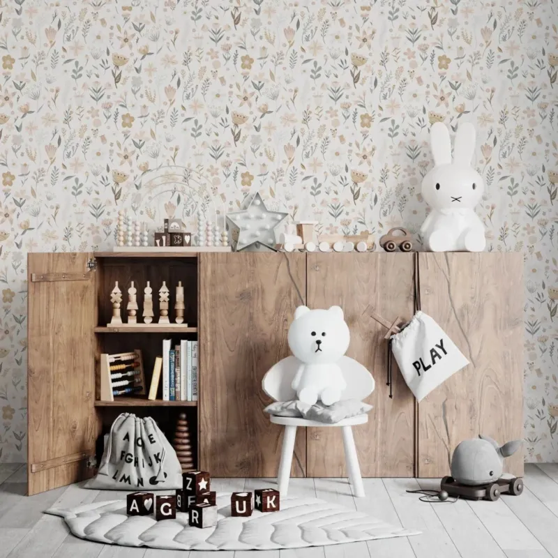 MUNKS & ME - Papier Peint Chambre Enfant à Motif Répété - Floral Millie