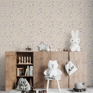MUNKS & ME - Papier Peint Chambre Enfant à Motif Répété - Papillon Meadowland - Cyan