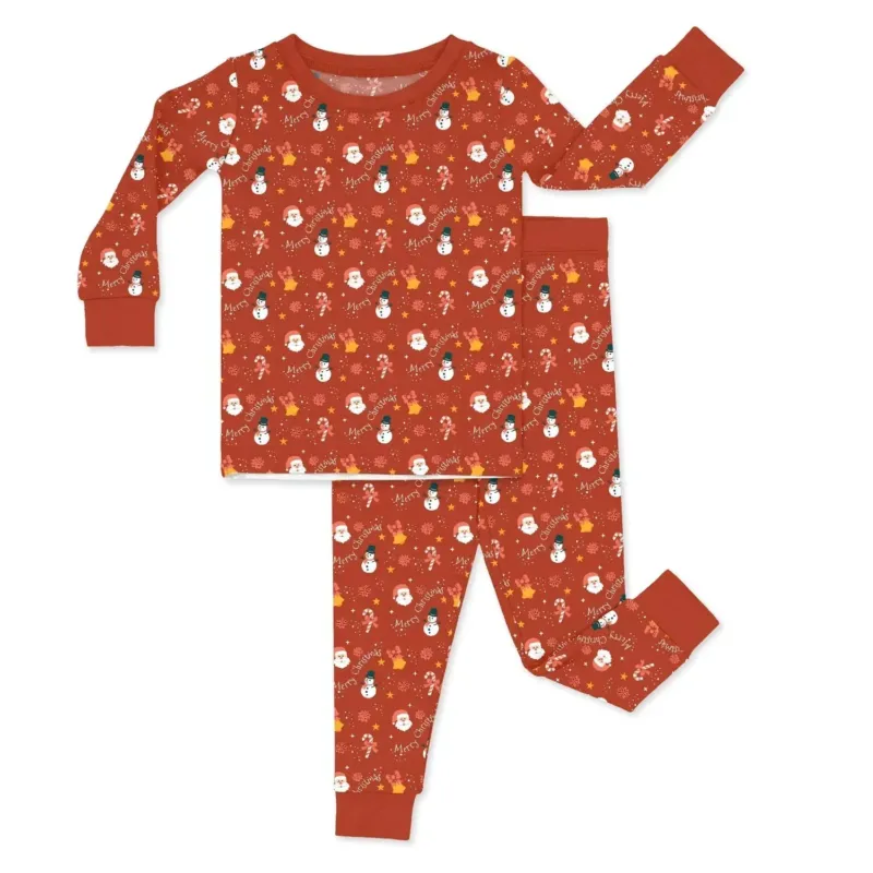 Orange Christmas Two Piece Pajama Set , Orange Christmas Two Piece Pajama Set - 12-18M