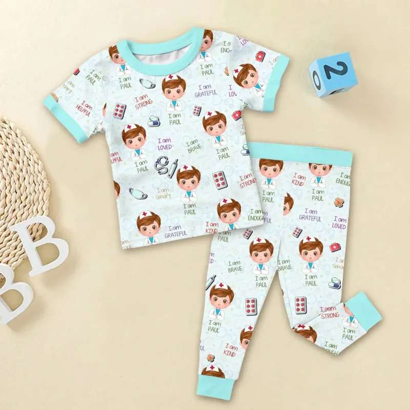 Personalized Dream Jobs Two Piece Short Sleeve Pajama Set - Doctor , Personalized Dream Jobs Two Piece Short Sleeve Pajama Set - Doctor - 12-18M