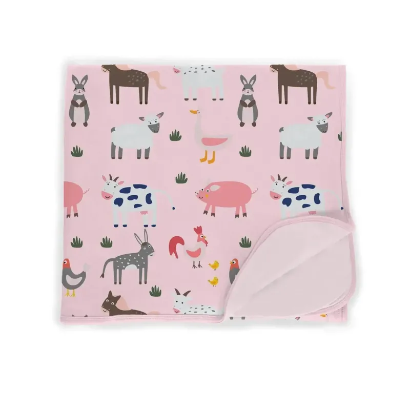 Pink Farm Animals Toddler Blanket , Pink Farm Animals Toddler Blanket - Default Title