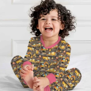 Construction Vehicles Bamboo Two Piece Long Sleeve Pajama Set