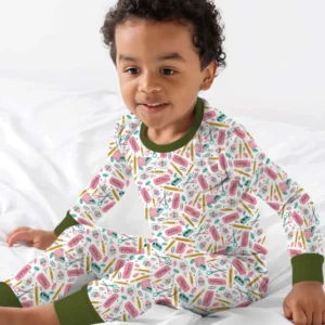 Pink Power School Supplies Bamboo Two Piece Long Sleeve Pajama Set