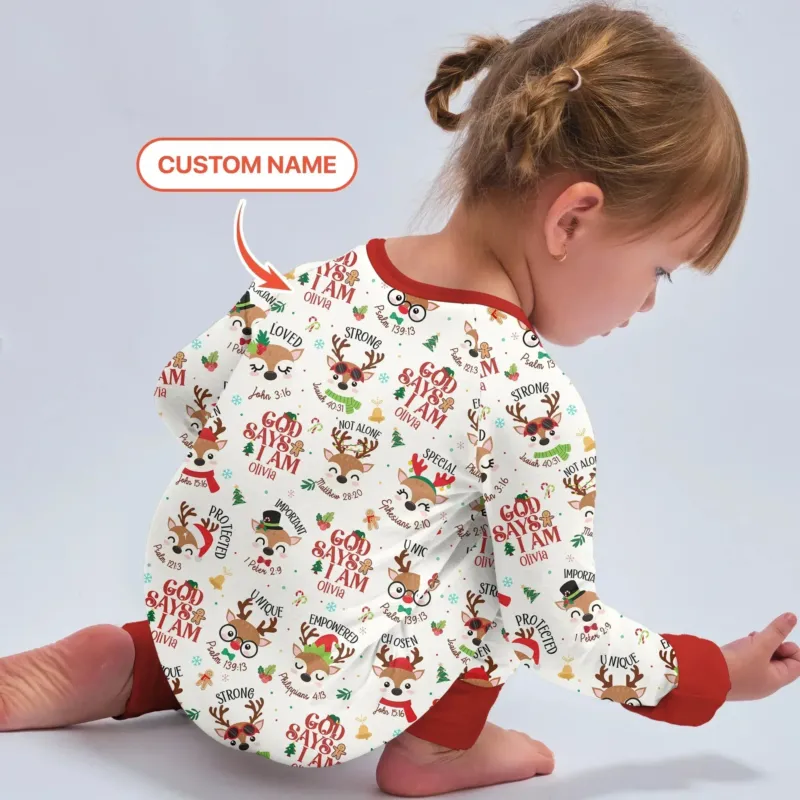 Santa’s Reindeer God Says I Am Custom Name Convertible Zippy , Santa’s Reindeer God Says I Am Custom Name Convertible Zippy - 0-3M