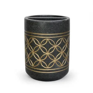 Scanda Toothbrush Holder Charcoal with Satin Gold Resin
