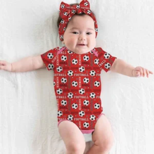 Red Soccer Ball Bamboo Bodysuit
