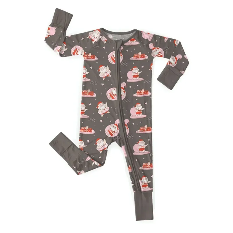 Swimming Santa Convertible Zippered Romper , Swimming Santa Convertible Zippered Romper - Newborn