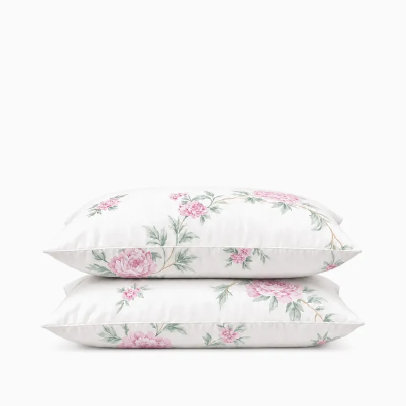 Taies d’oreiller percale de coton Jardin des Pivoines – Maison Textile
